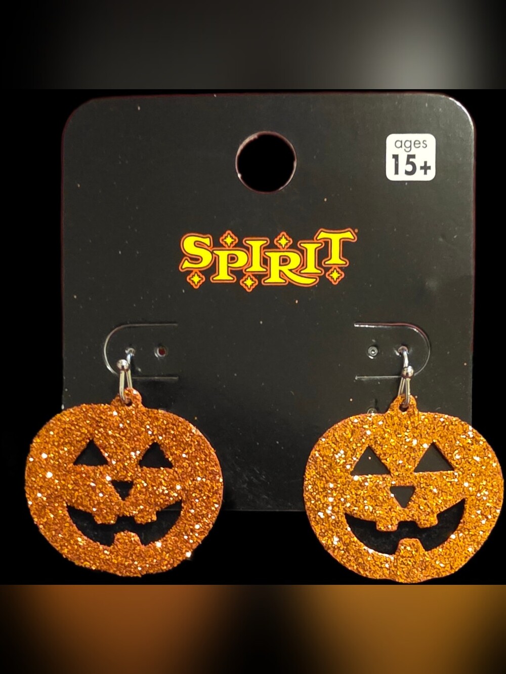 Orange Glitter Jack-O'-Lantern Dangle Earrings